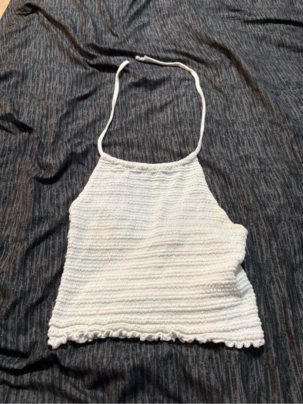No Boundaries White Knit Halter Crop Top